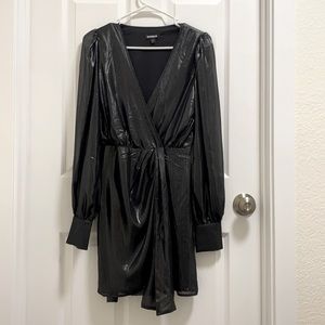 Express shimmer black wrap dress size small
